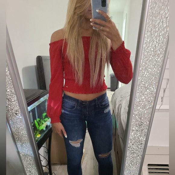 Guess Red Ruched Top - Picture 5 of 5